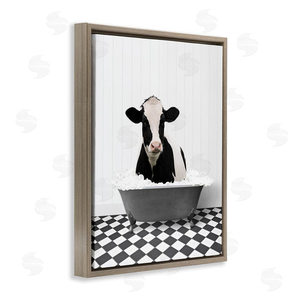 Stupell Industries Lettered And Lined | Farmhouse Bathroom Cow Wall Art