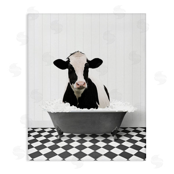 stupell industries Lettered and Lined | Farmhouse Bathroom Cow Wall Art