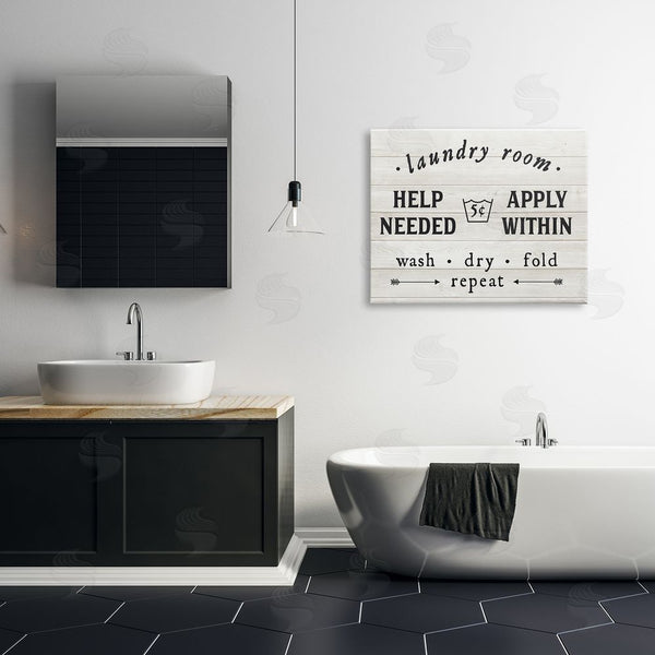 Stupell Industries Lettered And Lined | Farmhouse Laundry Room Help Wanted Sign Rustic Pattern Wall Art