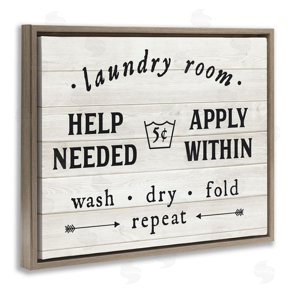 Stupell Industries Lettered And Lined | Farmhouse Laundry Room Help Wanted Sign Rustic Pattern Wall Art