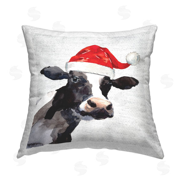 Stupell Industries Lettered And Lined | Farmhouse Santa Cow Country Animal Printed Throw Pillow