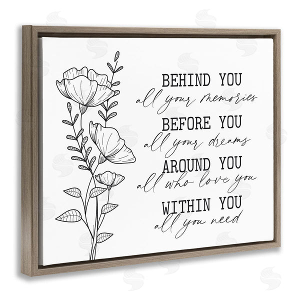 Stupell Industries Lettered And Lined | Floral Blossoms Loving Quote Behind Before Around Within Wall Art