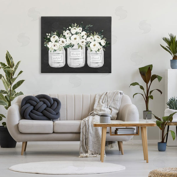 Stupell Industries Lettered And Lined | Floral Farmhouse Jars Trio