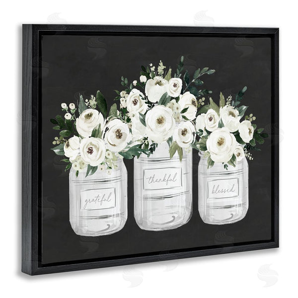 Stupell Industries Lettered And Lined | Floral Farmhouse Jars Trio