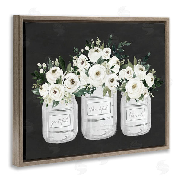Stupell Industries Lettered And Lined | Floral Farmhouse Jars Trio