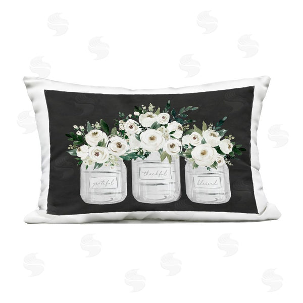 Stupell Industries Lettered And Lined | Floral Farmhouse Jars Trio Printed Throw Pillow