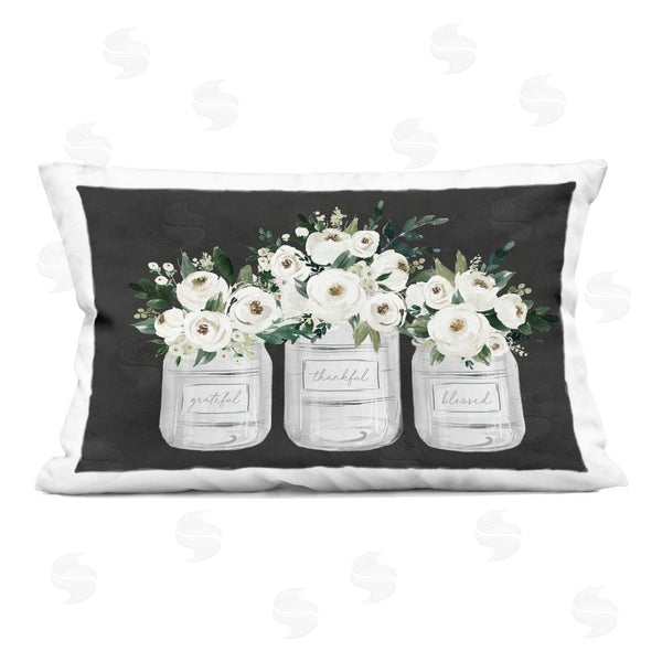 stupell industries Lettered and Lined | Floral Farmhouse Jars Trio Printed Throw Pillow