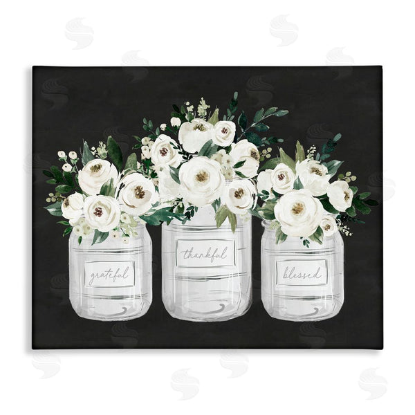 stupell industries Lettered and Lined | Floral Farmhouse Jars Trio