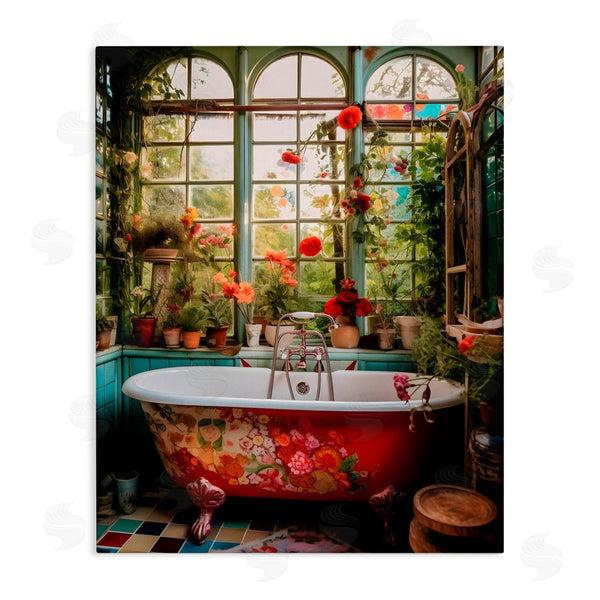 stupell industries Lettered and Lined | Floral Sunroom Tub Wall Art