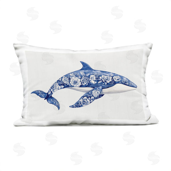 Stupell Industries Lettered And Lined | Floral Toile Whale Printed Throw Pillow