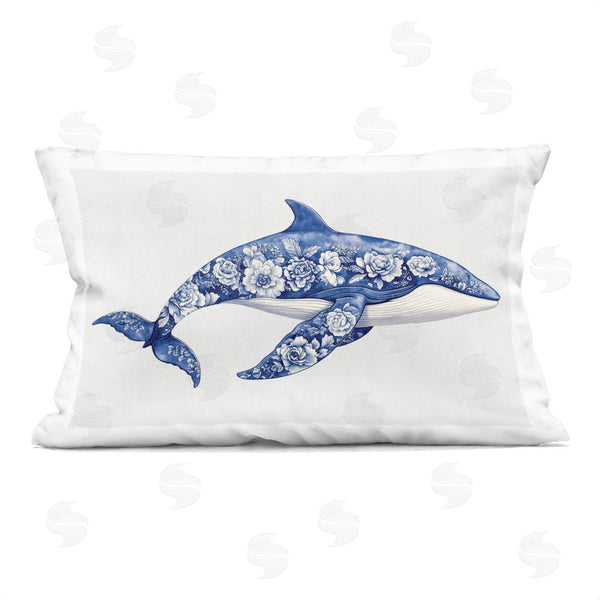 stupell industries Lettered and Lined | Floral Toile Whale Printed Throw Pillow