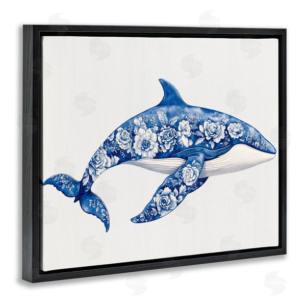 Stupell Industries Lettered And Lined | Floral Toile Whale Wall Art