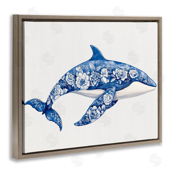 Stupell Industries Lettered And Lined | Floral Toile Whale Wall Art