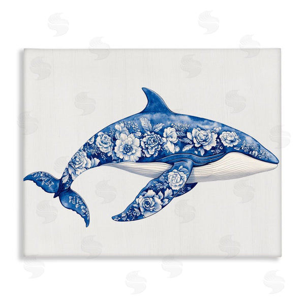 stupell industries Lettered and Lined | Floral Toile Whale Wall Art