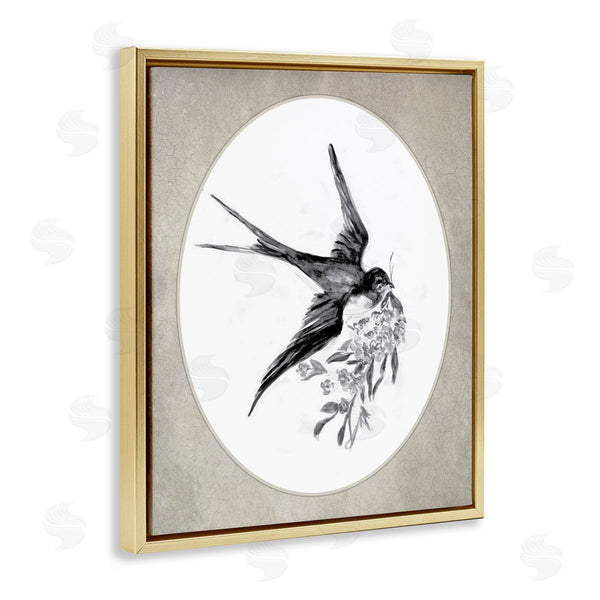 Stupell Industries Lettered And Lined | Flying Bird With Botanicals