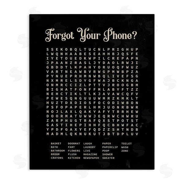 stupell industries Lettered and Lined | Forgot Your Phone Crossword Activity Distressed Black