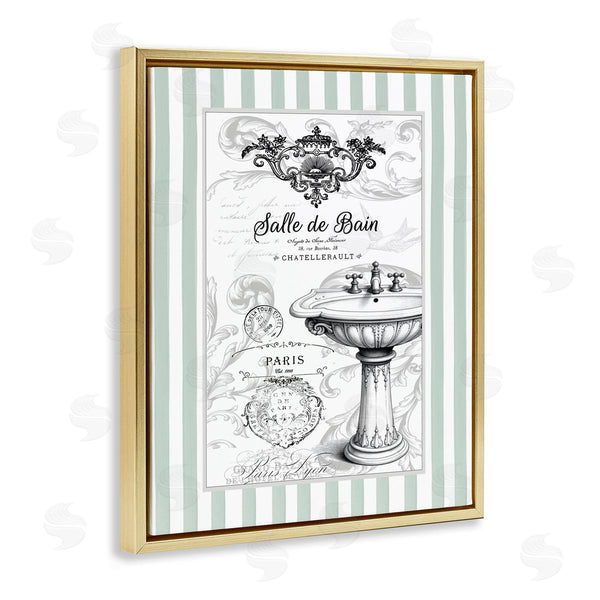 Stupell Industries Lettered And Lined | French Bathroom Sink Stripes