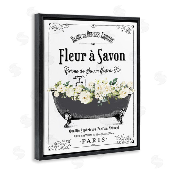 Stupell Industries Lettered And Lined | French Flower Bathtub