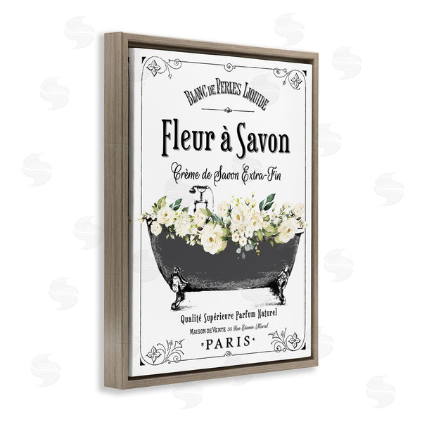 Stupell Industries Lettered And Lined | French Flower Bathtub