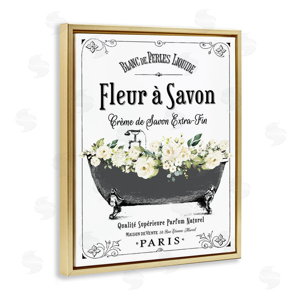 Stupell Industries Lettered And Lined | French Flower Bathtub