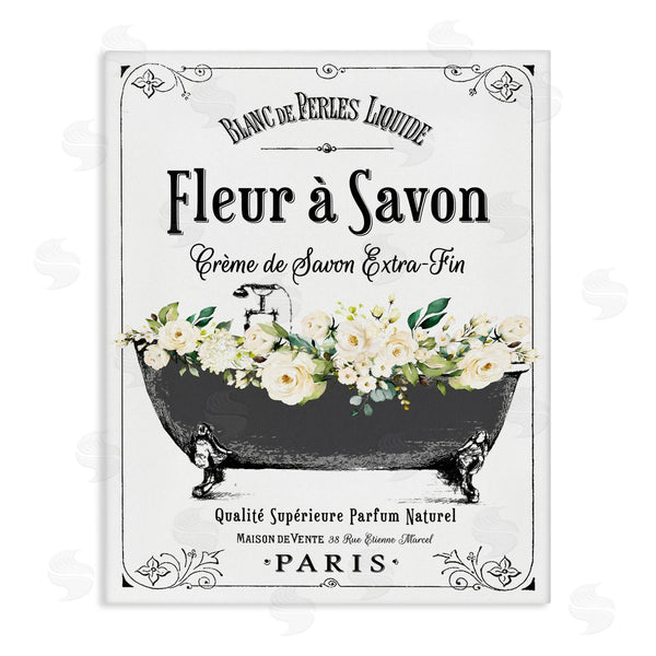 stupell industries Lettered and Lined | French Flower Bathtub