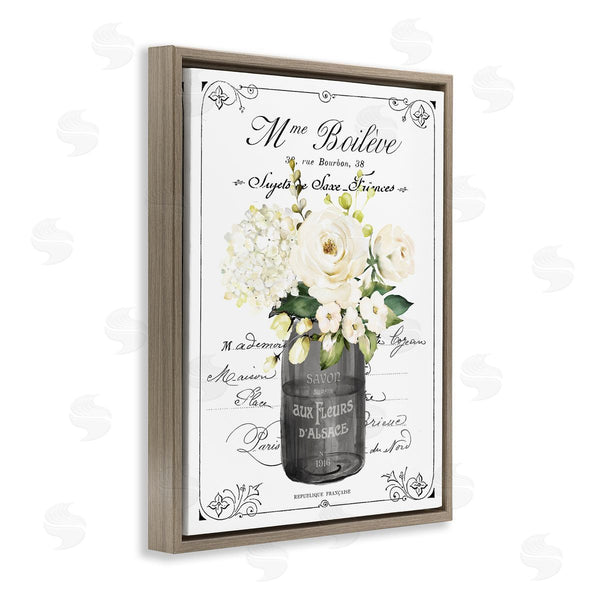 Stupell Industries Lettered And Lined | French Vintage Flowers With Script