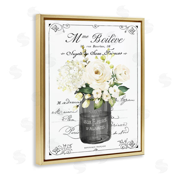 Stupell Industries Lettered And Lined | French Vintage Flowers With Script