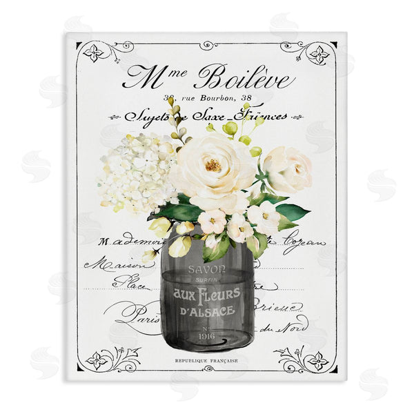 stupell industries Lettered and Lined | French Vintage Flowers with Script