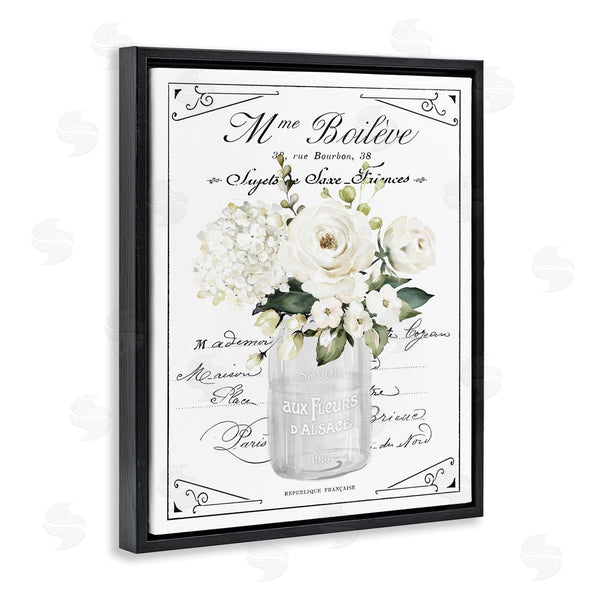 Stupell Industries Lettered And Lined | French White Flowers & Cursive