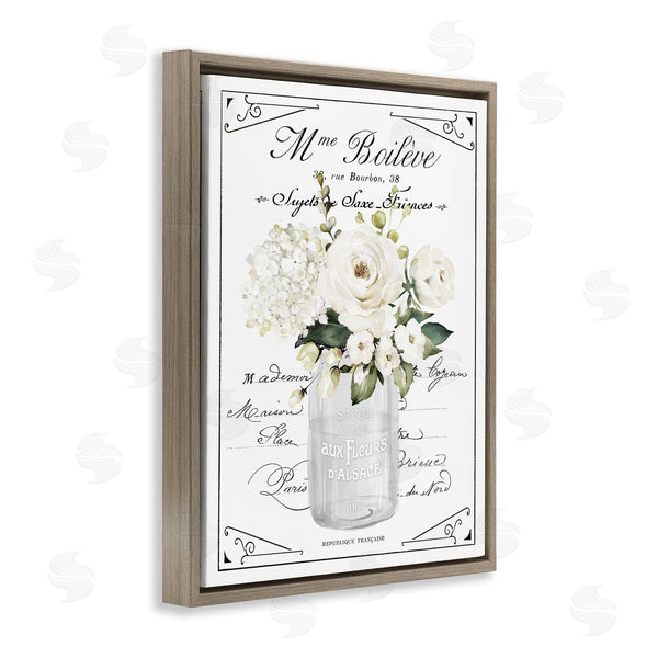 Stupell Industries Lettered And Lined | French White Flowers & Cursive