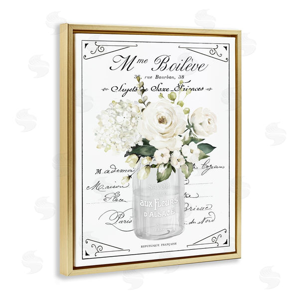 Stupell Industries Lettered And Lined | French White Flowers & Cursive