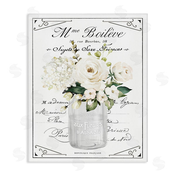 stupell industries Lettered and Lined | French White Flowers & Cursive