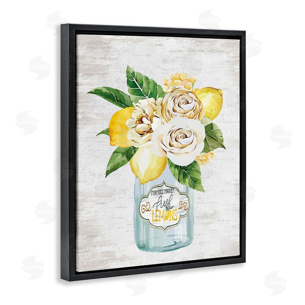 Stupell Industries Lettered And Lined | Fresh Lemon Floral Bouquet Farmers Market Jar Wall Art