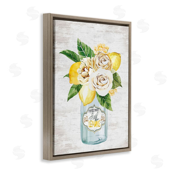 Stupell Industries Lettered And Lined | Fresh Lemon Floral Bouquet Farmers Market Jar Wall Art