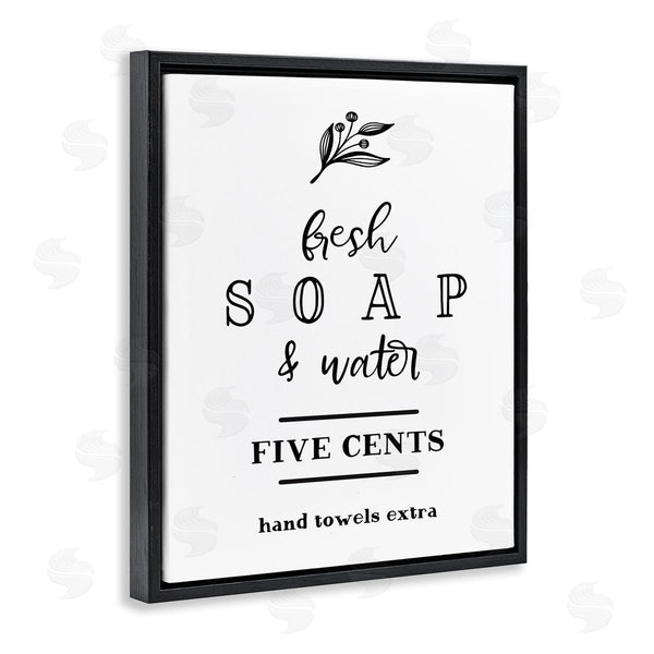 Stupell Industries Lettered And Lined | Fresh Soap & Water Bathroom Washing Botanical Symbol Wall Art