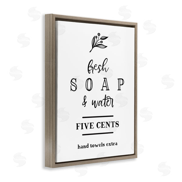 Stupell Industries Lettered And Lined | Fresh Soap & Water Bathroom Washing Botanical Symbol Wall Art