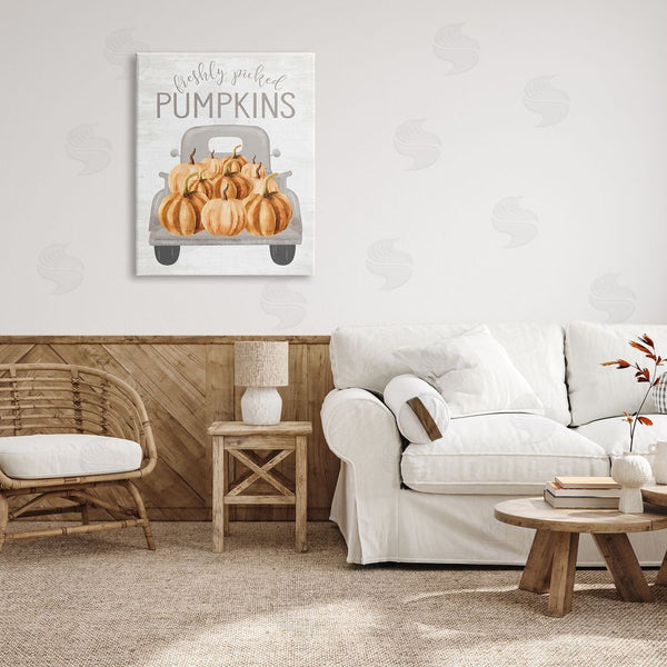 Stupell Industries Lettered And Lined | Freshly Picked Pumpkins Rustic Harvest Signage Truck Wall Art