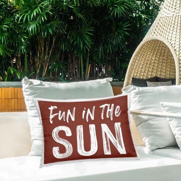 Stupell Industries Lettered And Lined | Fun In Sun Brown Sentiment Printed Throw Pillow