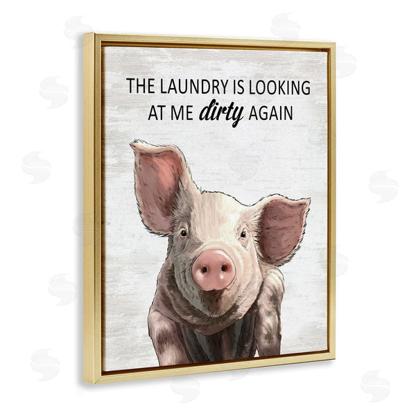 Stupell Industries Lettered And Lined | Funny Dirty Laundry Pig