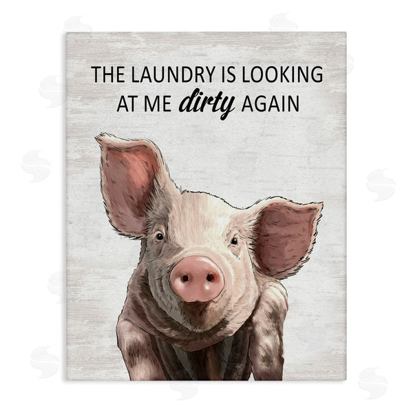 stupell industries Lettered and Lined | Funny Dirty Laundry Pig