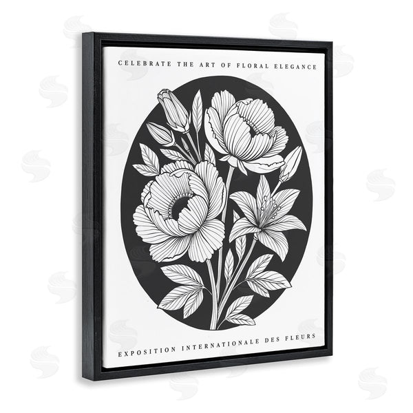 Stupell Industries Lettered And Lined | Gallery Exhibit Flowers Black