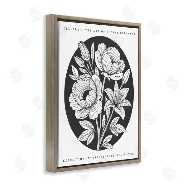 Stupell Industries Lettered And Lined | Gallery Exhibit Flowers Black