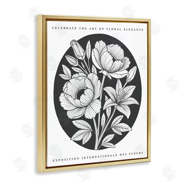 Stupell Industries Lettered And Lined | Gallery Exhibit Flowers Black