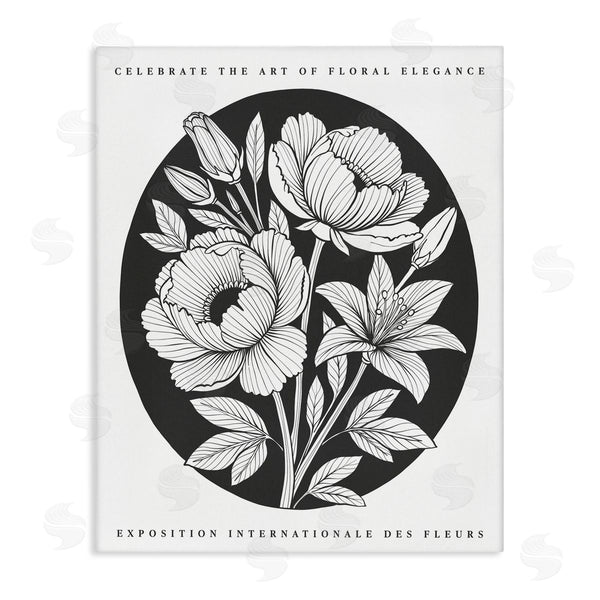 stupell industries Lettered and Lined | Gallery Exhibit Flowers Black