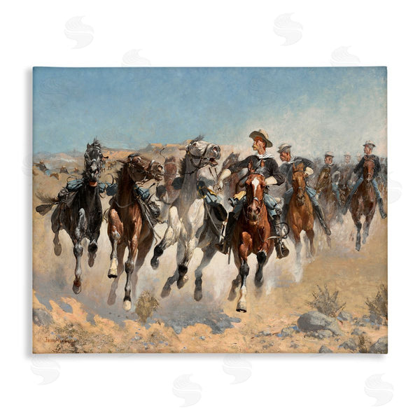 stupell industries Lettered and Lined | Galloping Horses Herd Cowboys Trotting Desert Sand Wall Art