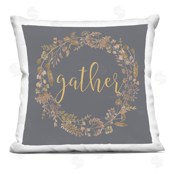 stupell industries Lettered and Lined | Gather & Botanical Wreath Printed Throw Pillow