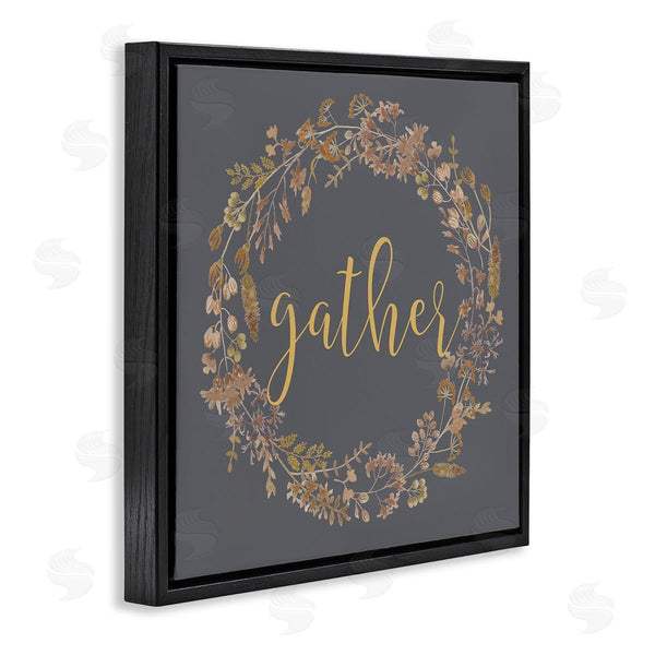 Stupell Industries Lettered And Lined | Gather Calligraphy Rustic Autumn Botanical Blooms Wreath Wall Art