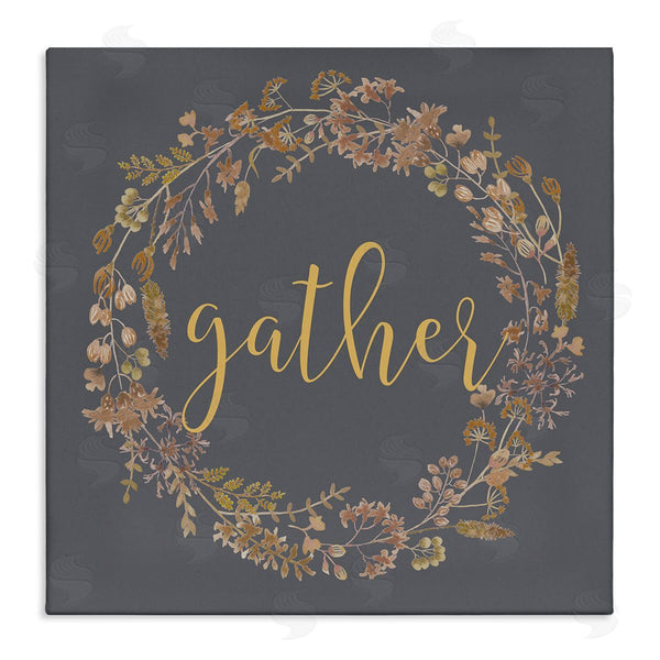 stupell industries Lettered and Lined | Gather Calligraphy Rustic Autumn Botanical Blooms Wreath Wall Art