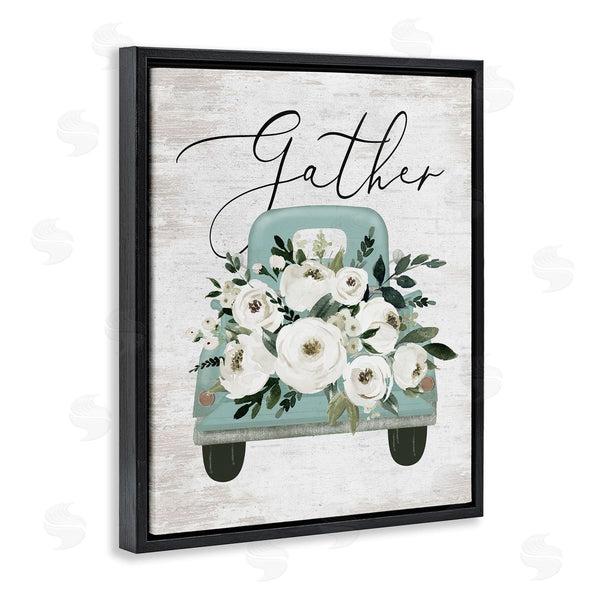 Stupell Industries Lettered And Lined | Gather Floral Rose Truck Wall Art