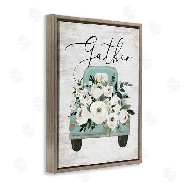 Stupell Industries Lettered And Lined | Gather Floral Rose Truck Wall Art